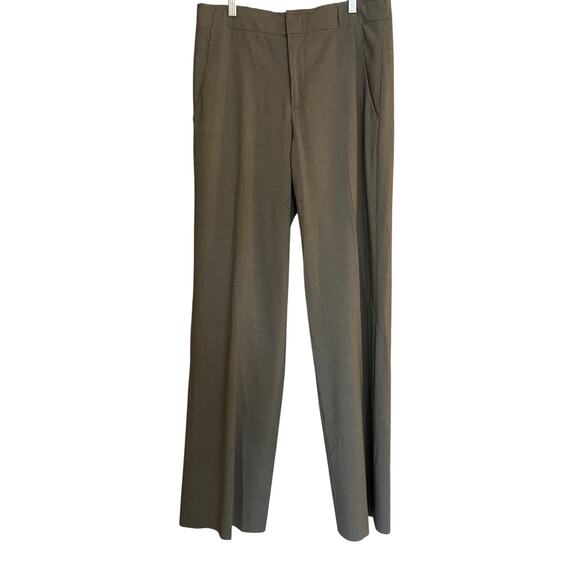 Vince Women's Size 0 Brown Dark Khaki Wool Pleated Front Tapered Trouser Pants - Picture 1 of 9